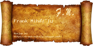 Frank Mihály névjegykártya
